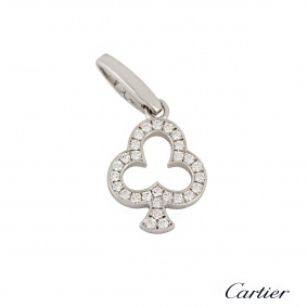 Cartier 18k White Gold Diamond Set Club Charm Pendant